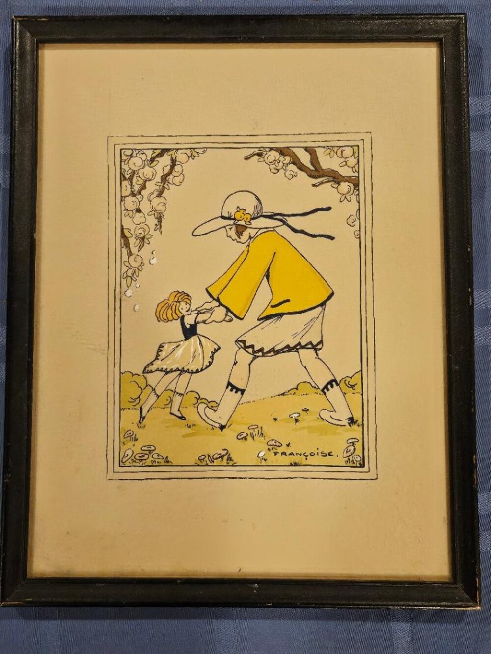 RARE 1930s Signed FRANÇOISE (Seignobosc) French Art Deco Print - Original Framed